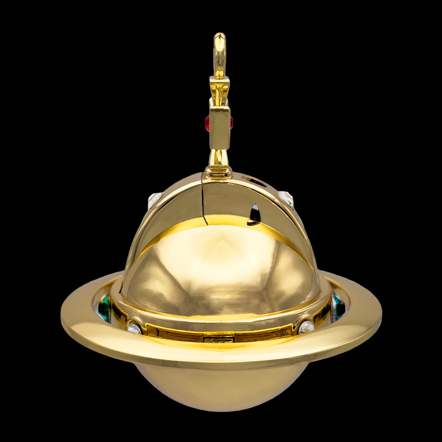 gold orb lighter necklace with refillable butane flame, anime-inspired design