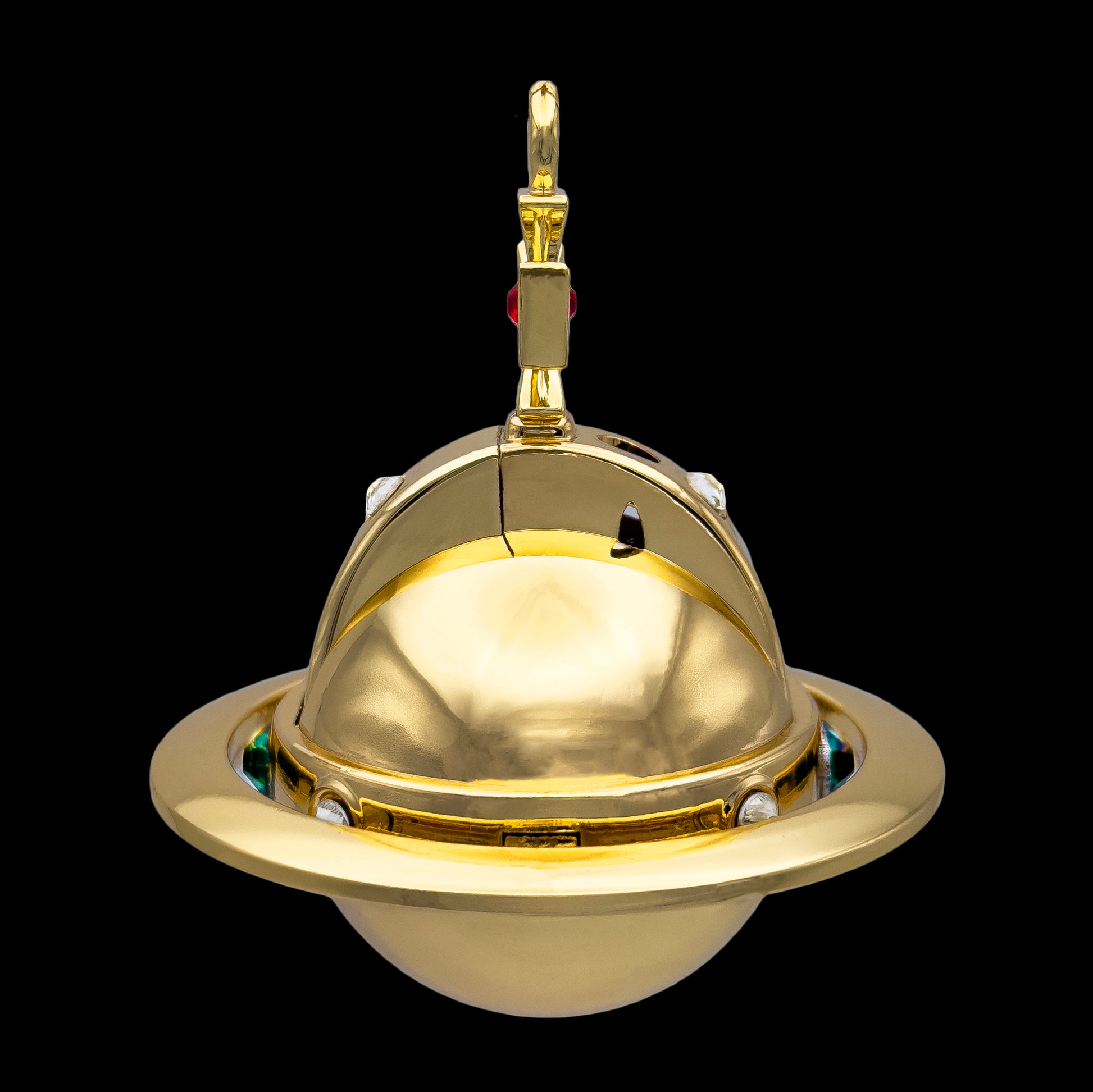 gold orb lighter necklace with refillable butane flame, anime-inspired design