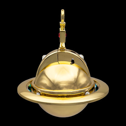 gold orb lighter necklace with refillable butane flame, anime-inspired design