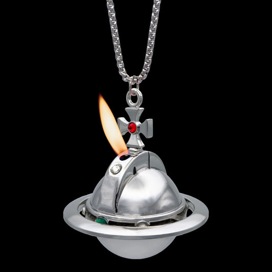 silver orb lighter necklace inspired by anime NANA with functional butane flame